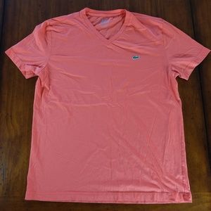 Lacoste Salmon Pink V-Neck Shirt Sz 5